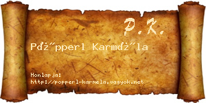 Pöpperl Karméla névjegykártya